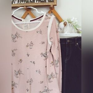 Rewind floral lace knit detail pink top small spring feminine cottage core